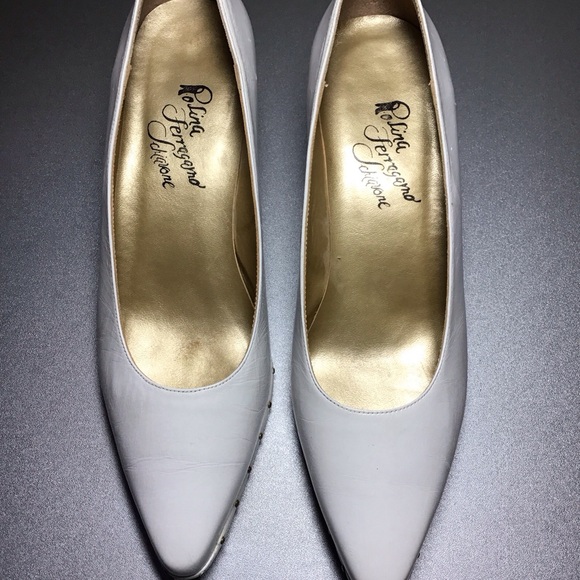 VINTAGE ROSINA FERRAGAMO SCHIAVONE LEATHER SHOES 8.5 MED NEED HEEL  REPAIR - Picture 9 of 9